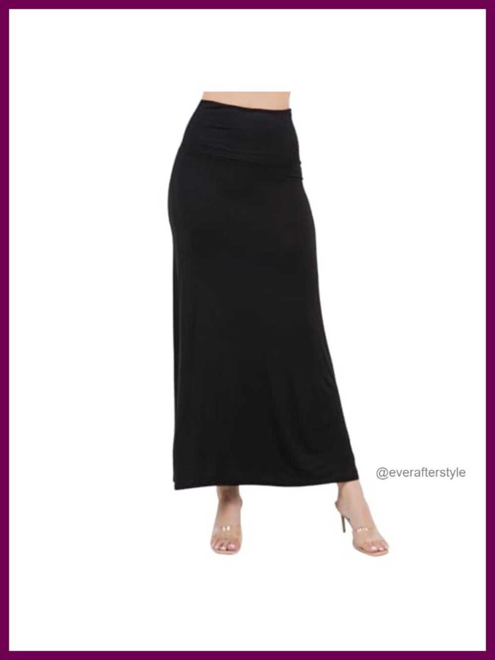 Maxi Skirt High Rise Rayon Spandex Stretch Long Skirt Wear to Work